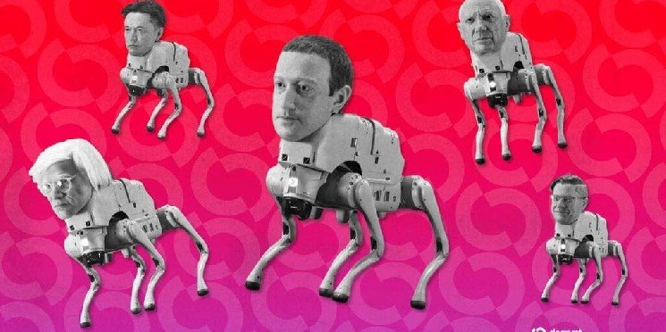 Beeple creó perros robot con cabezas de Musk, Zuckerberg y Warhol que defecan NFT