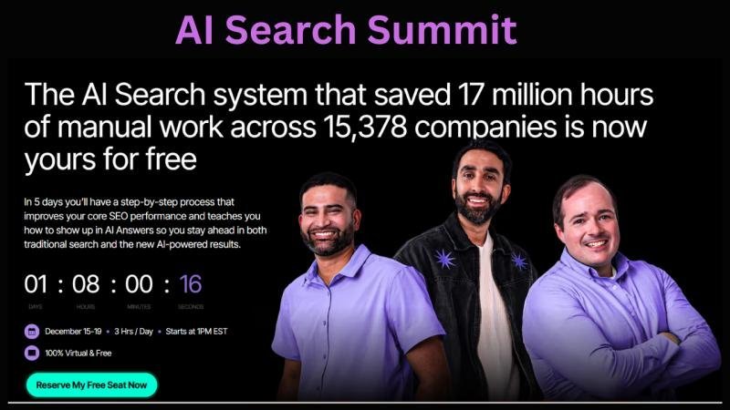 Cumbre de búsqueda de IA: capacitación gratuita en vivo para clasificar dentro de los motores de búsqueda, ChatGPT, Perplexity y respuestas de IA